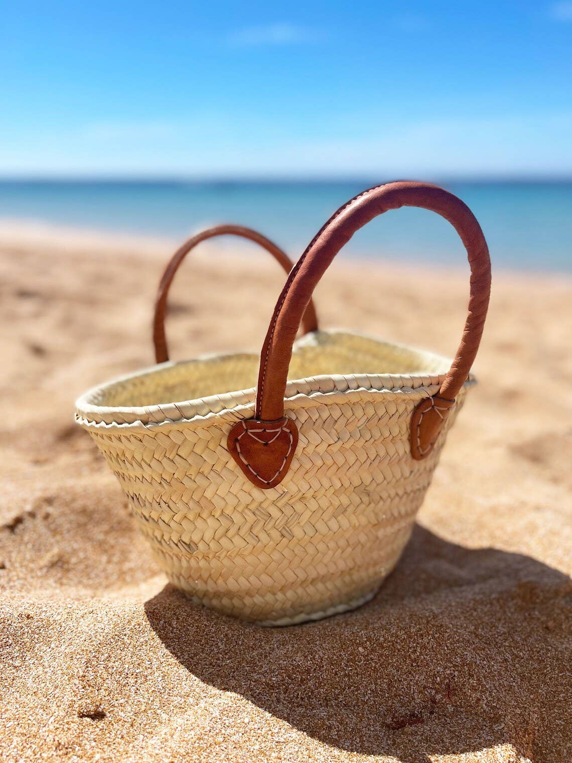 Mini Straw Bags Leather | Beach bag | small straw tote bag