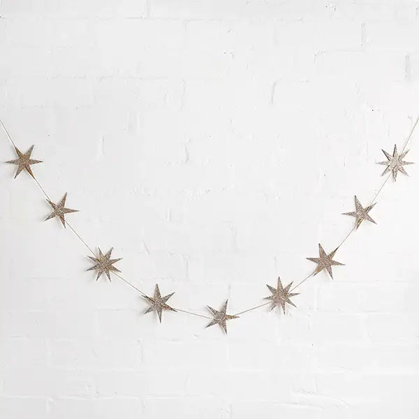 Gold Star Wood Garland 2M