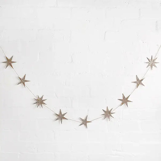 Gold Star Wood Garland 2M