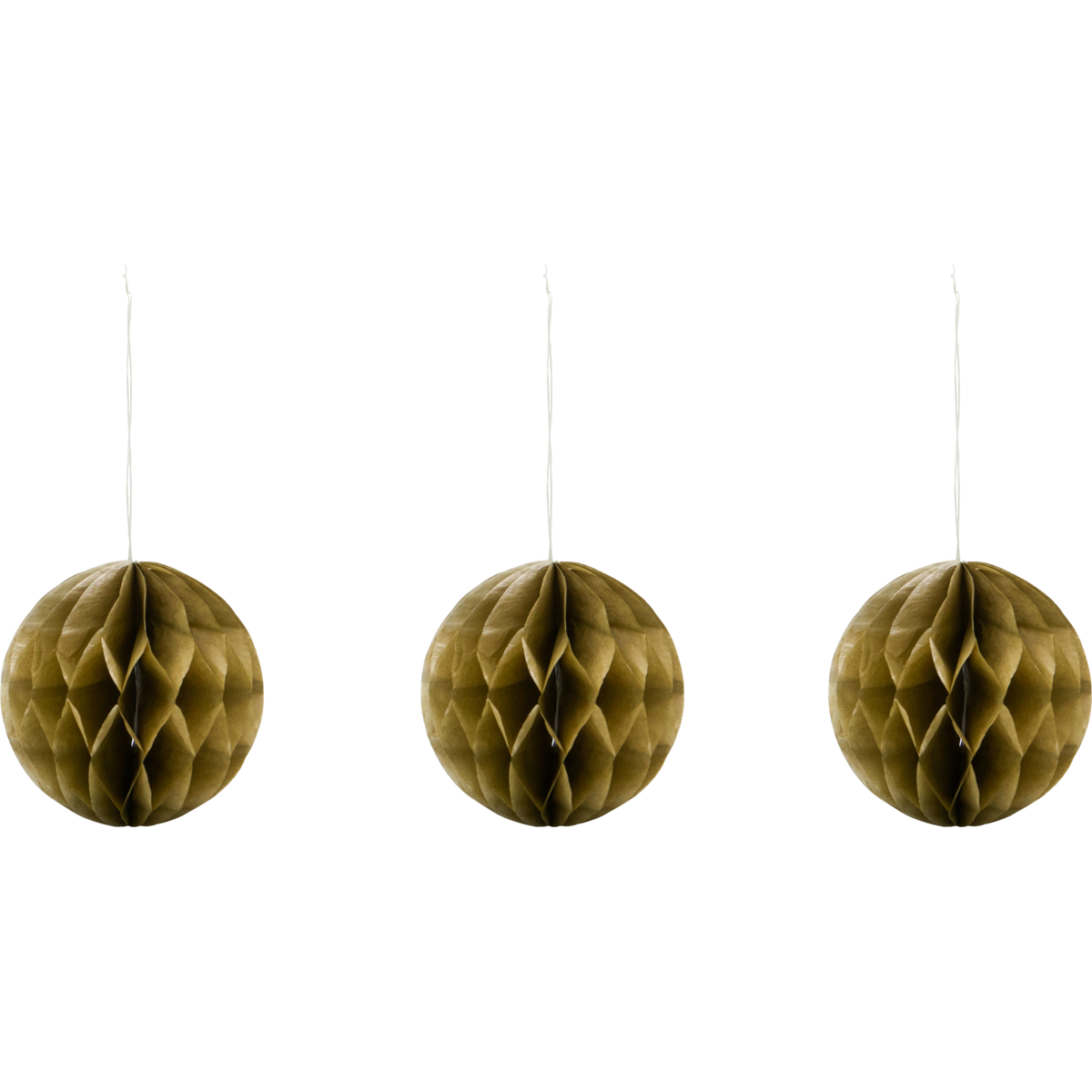 Christmas ornaments, Golden - Set of 3