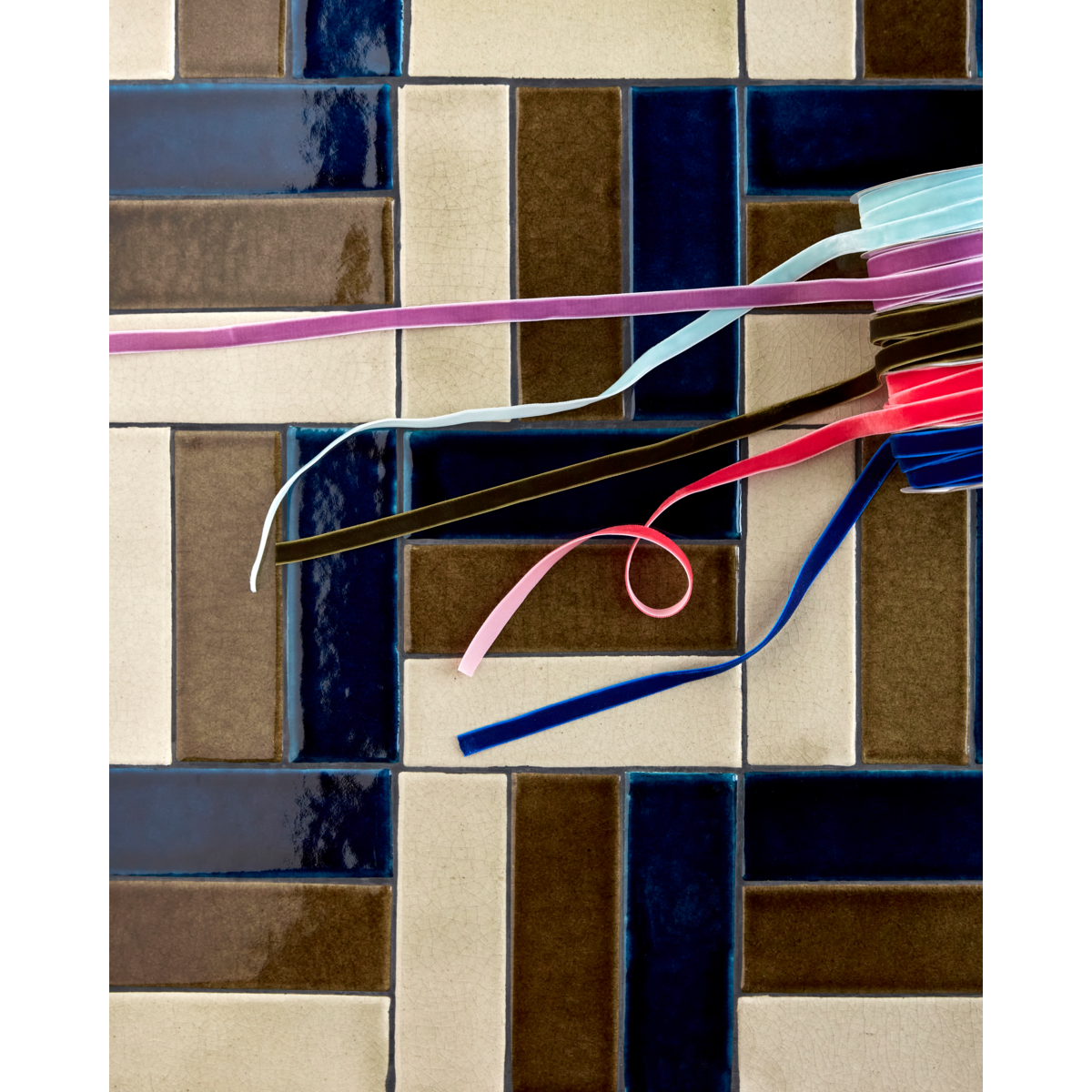 Velvet Ribbon: Blue, Coral, Dark green, Purple, Light blue