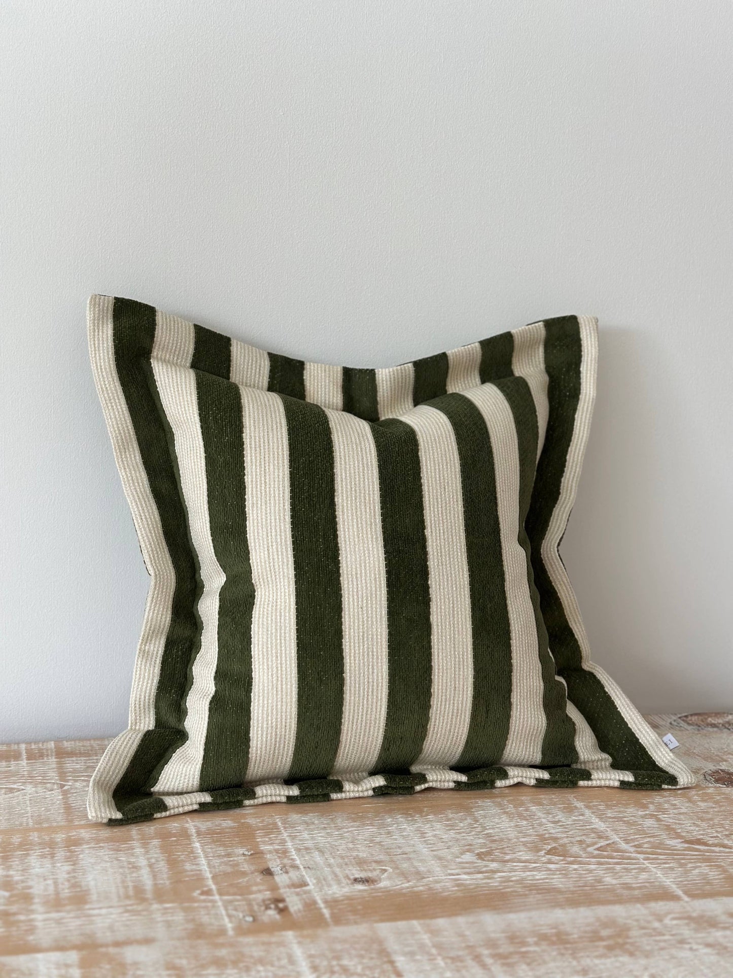 Orla Olive Green Stripe Cushion 45x45cm