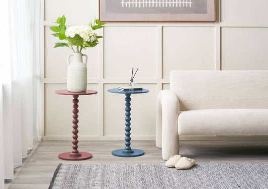 Navy Wood Bobble Side Table