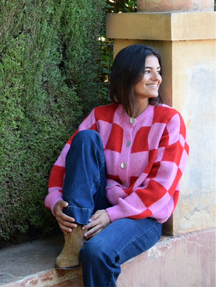 Valentina Red and Pink Cardigan