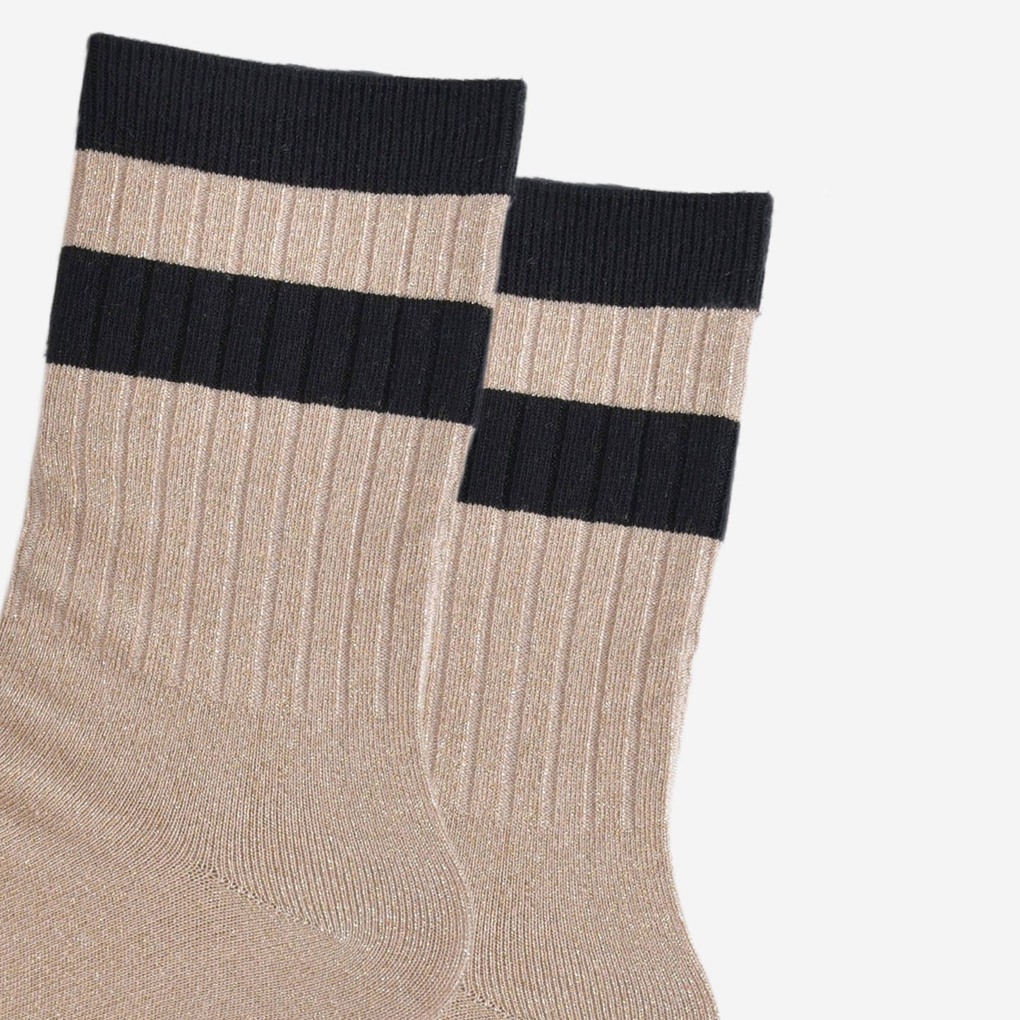 Women's Glitter Socks - Gold/Black, Stripe Cuff