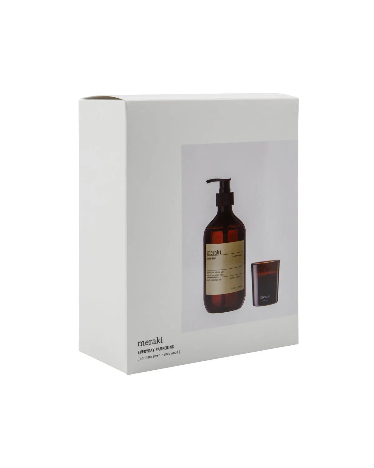 Gift box, northern dawn hand soap + dark wood candle