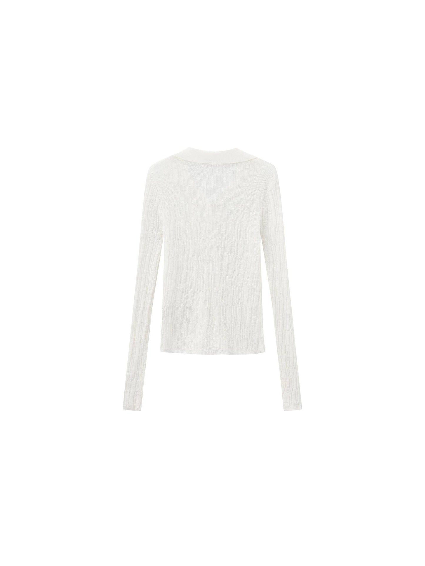 Linen Collared Long-Sleeved Knit Sweater