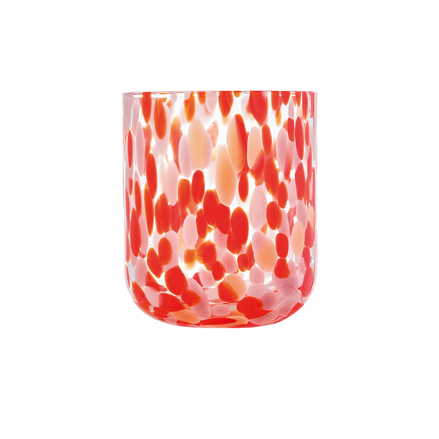 Red speckled tumbler glass
