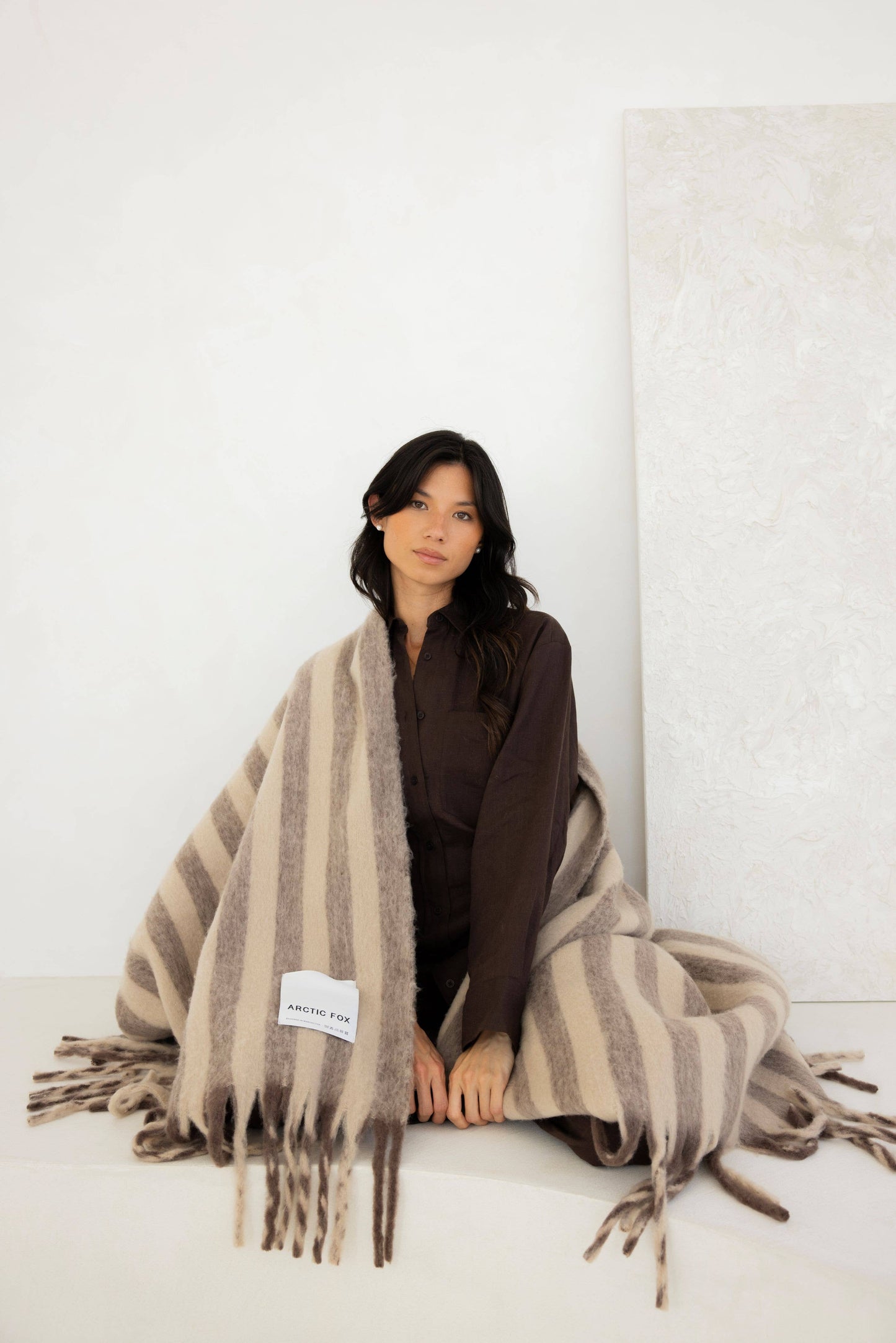 The Wool Stripe Throw - Burnt Umber Stripe - AW25