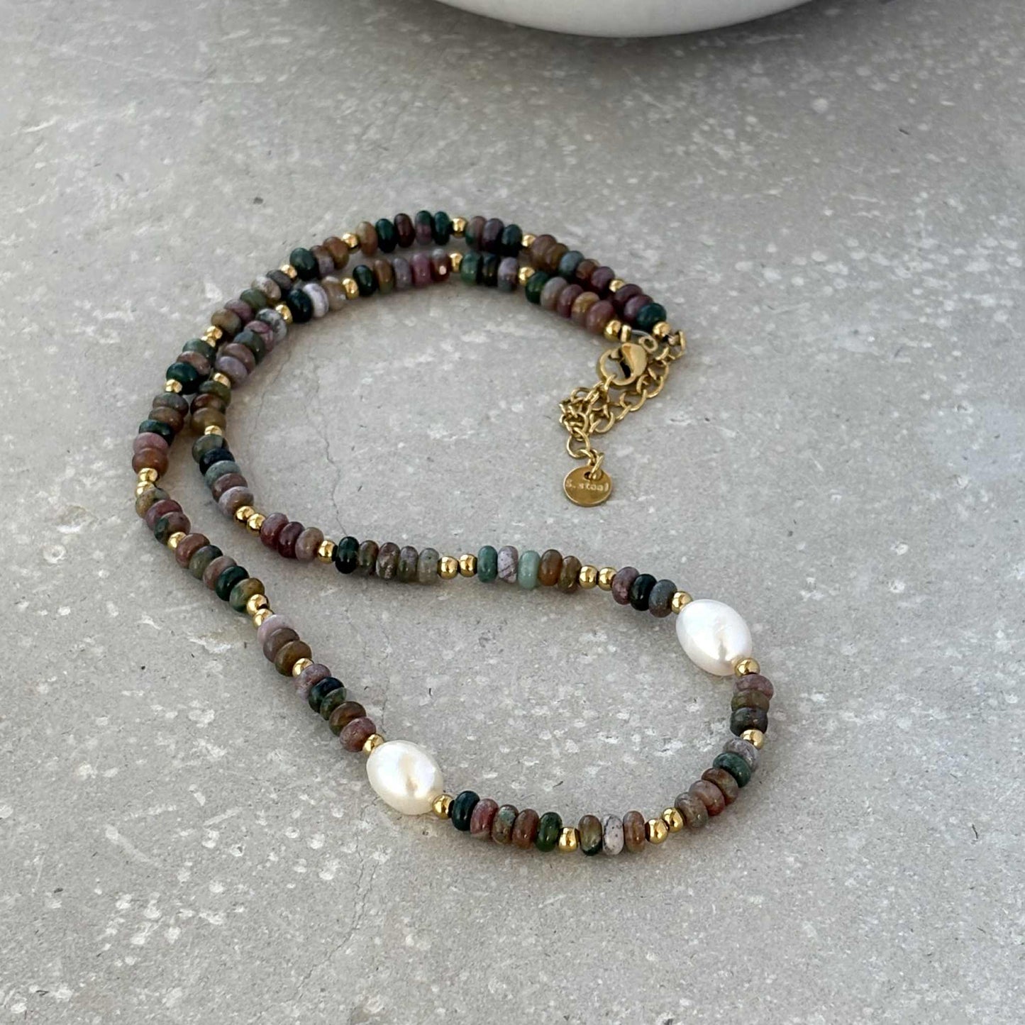 Purple And Green Earthy Toned Beaded Necklace