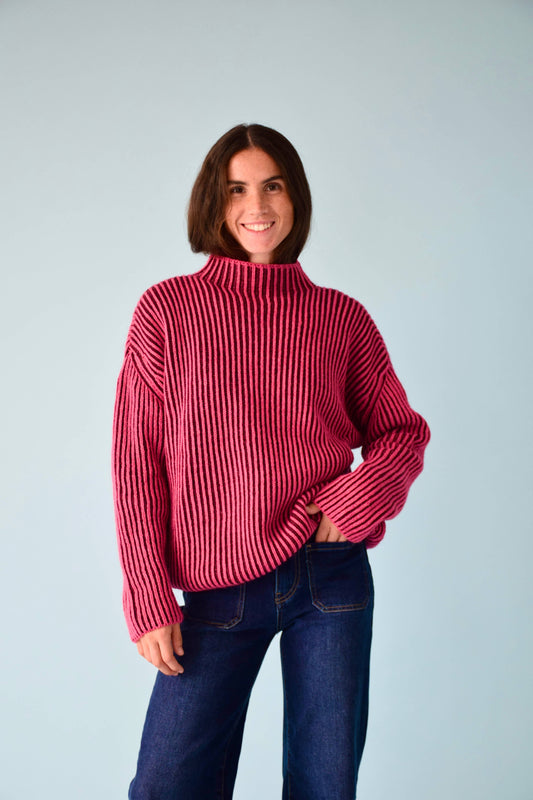 Rita Fuchsia and Burgundy Sweater