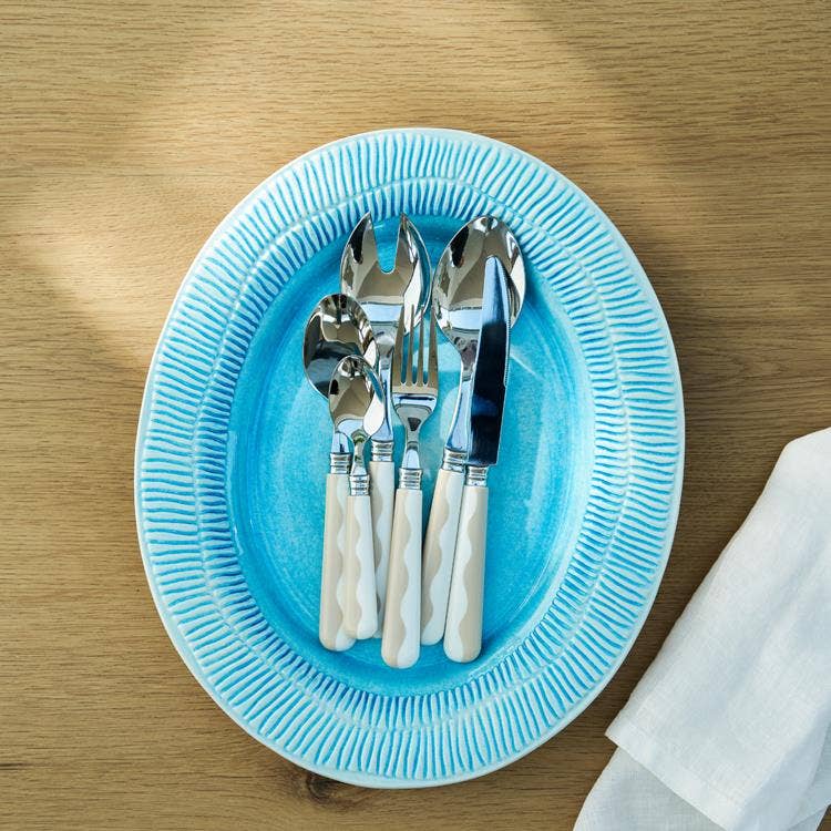 Wave Salad Servers - Cappuccino & White (2‑Piece Set)