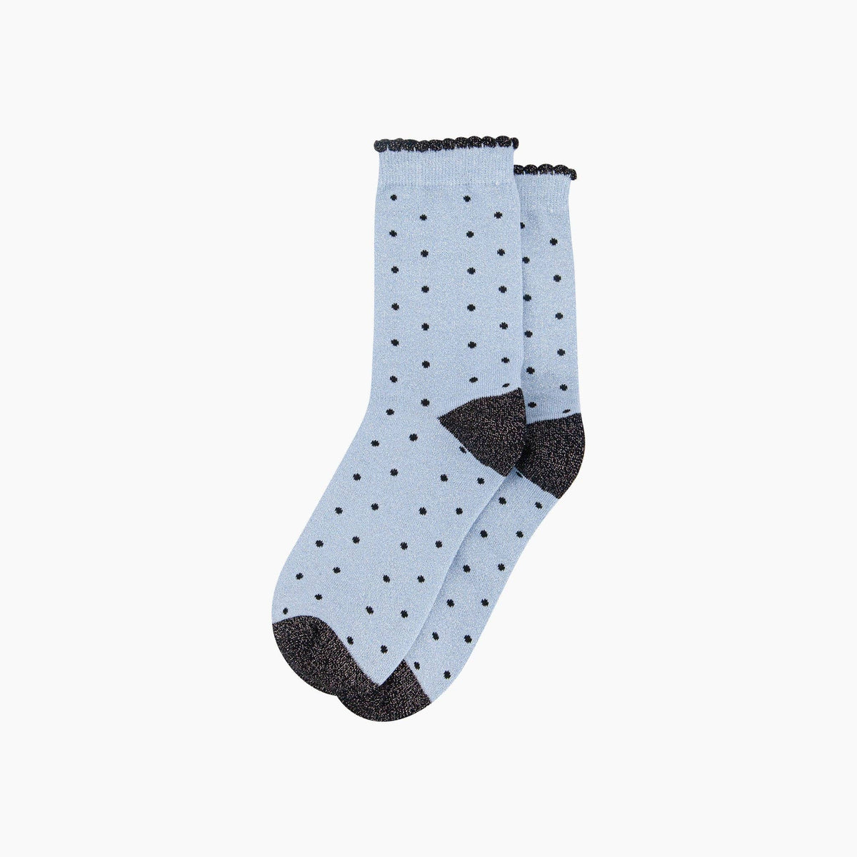 Small Spots Combed Cotton Glitter Socks in Light Blue
