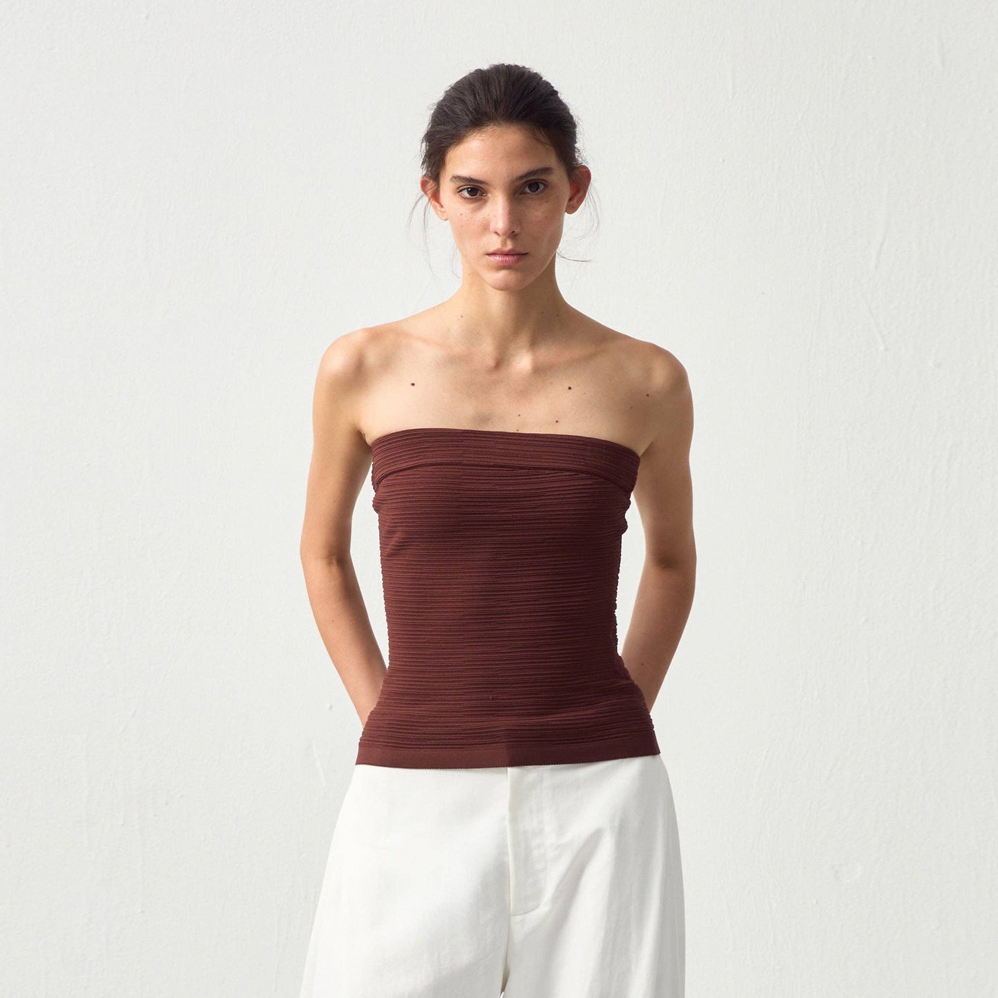Sculpted Textured Fitted Knit Top