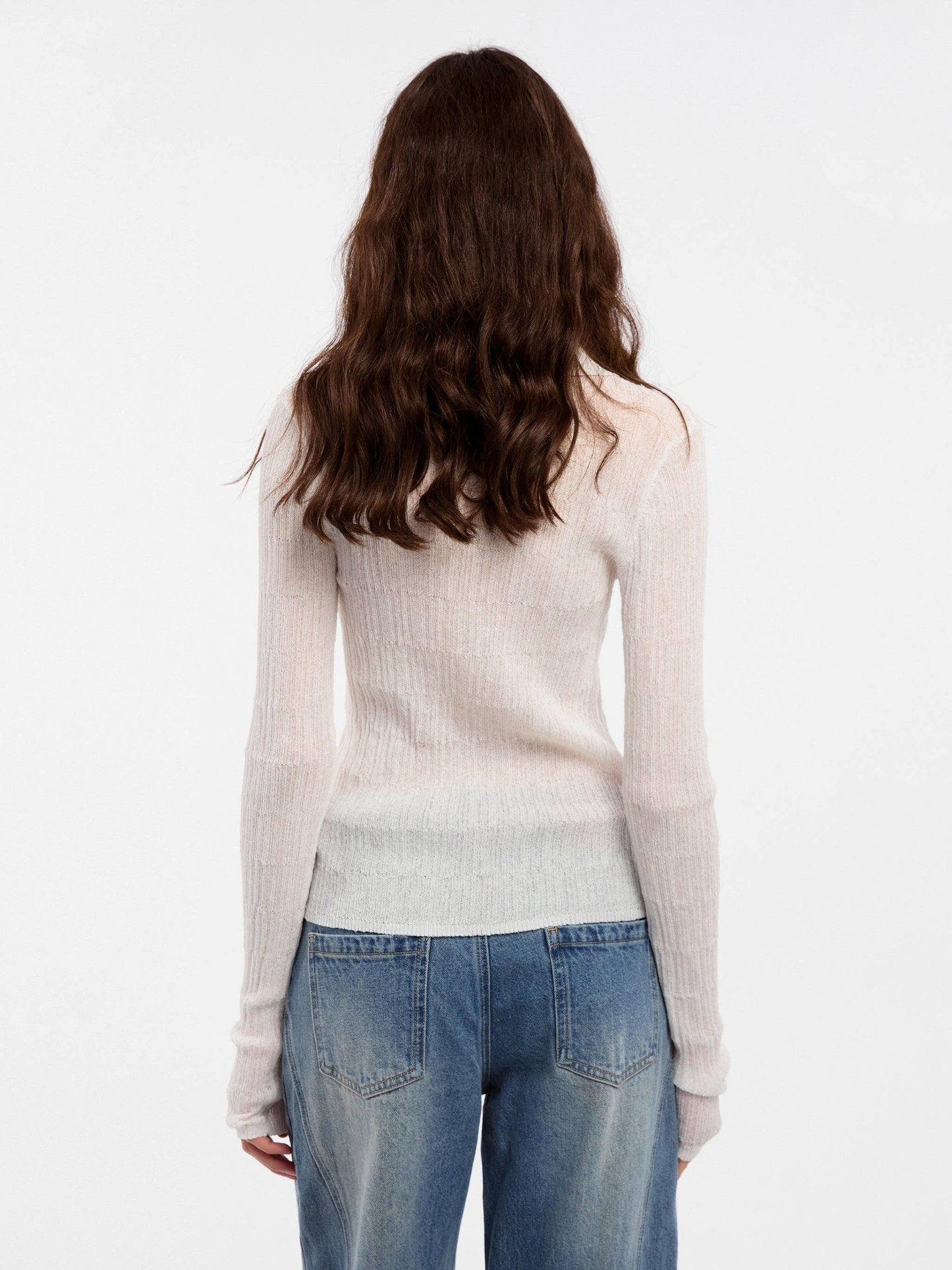 Linen Collared Long-Sleeved Knit Sweater