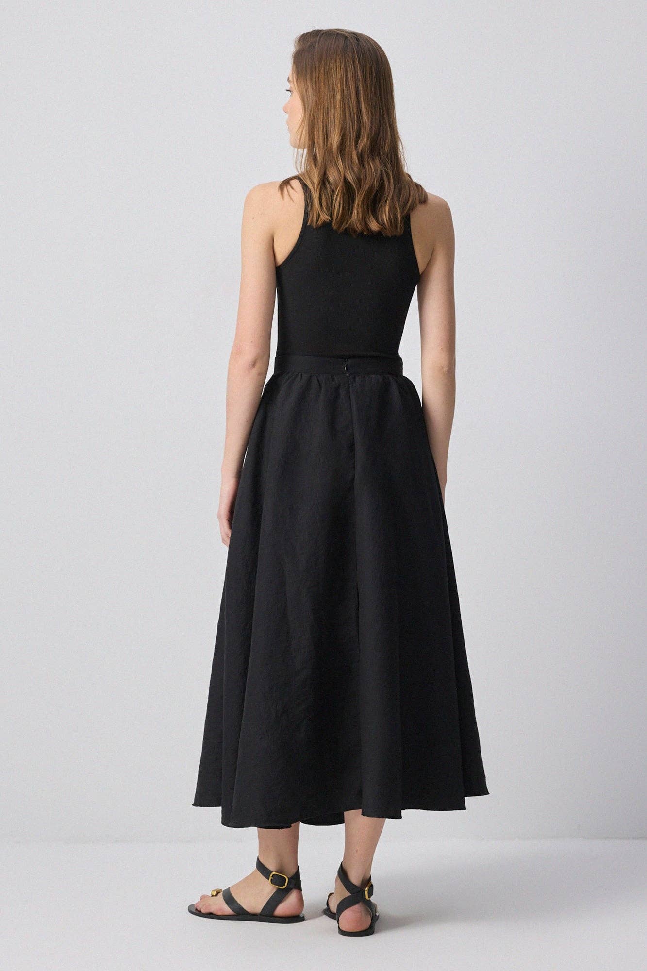 Cupro Look Maxi A-line Skirt with Pockets