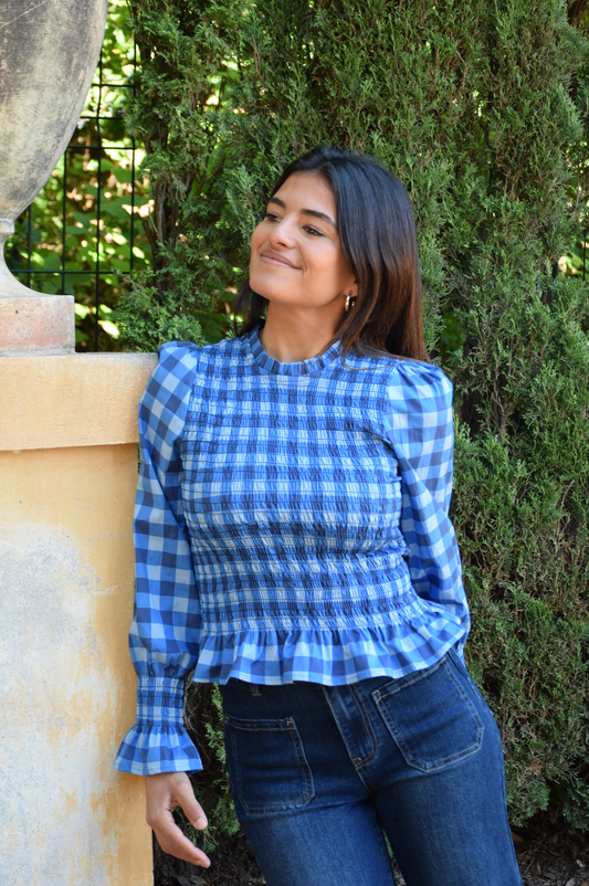 Chía Navy Blue Checkered Blouse