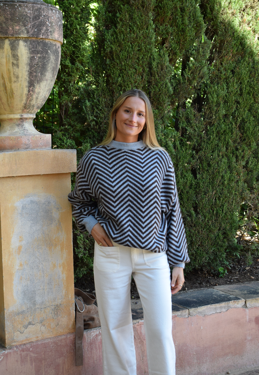 Leonor Blue and Brown Jersey