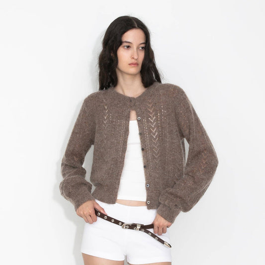 Cropped Open-Knit Cardigan