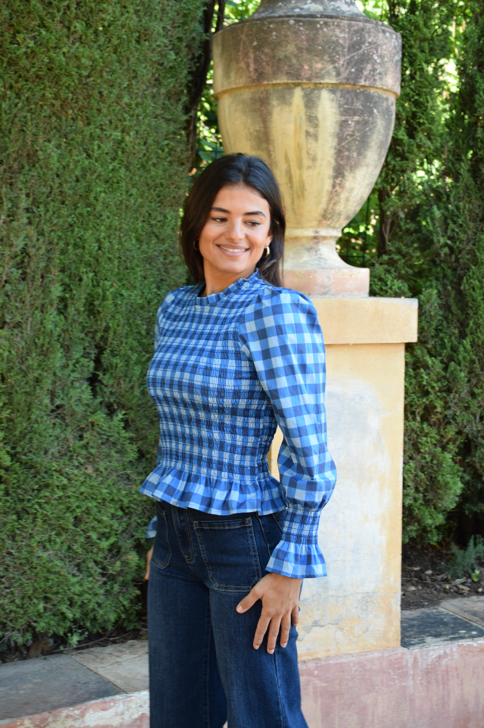 Chía Navy Blue Checkered Blouse