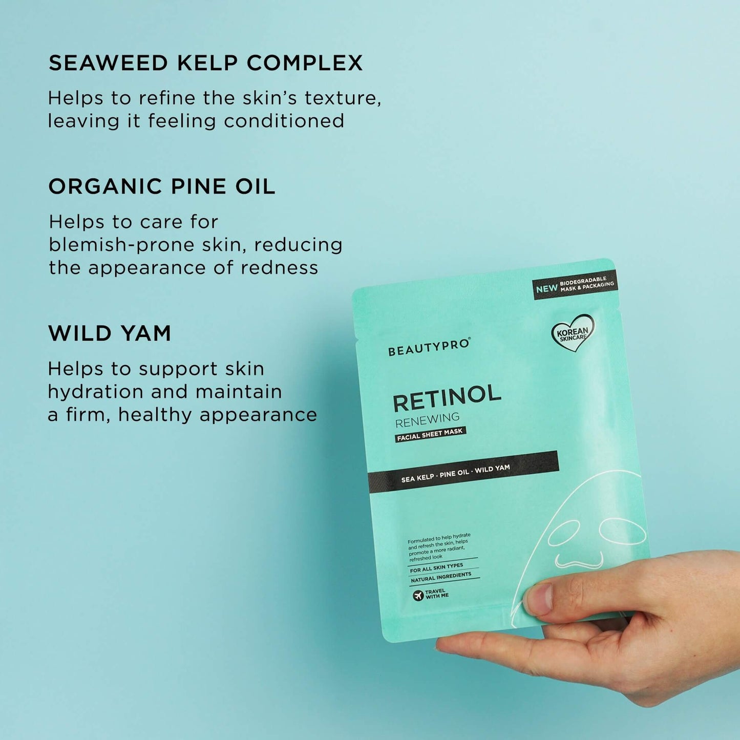RETINOL Renewing Facial Sheet Mask  - 100% Biodegradable