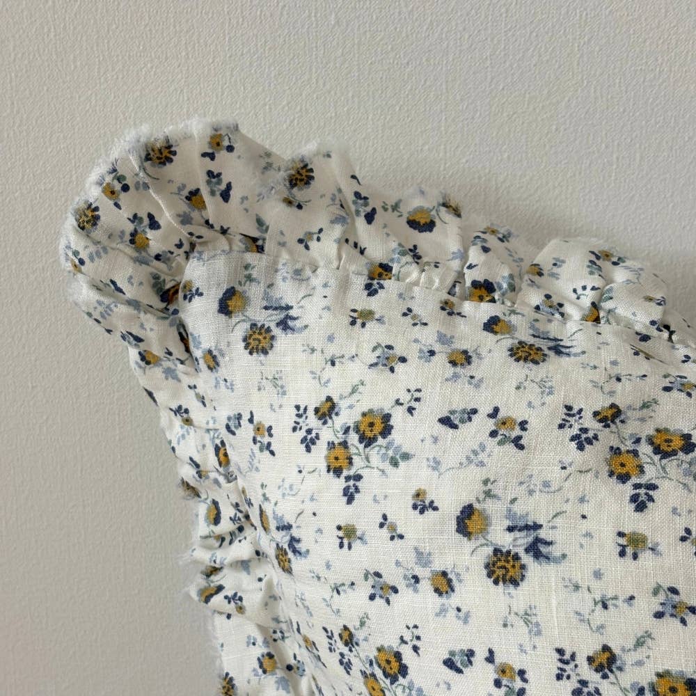 Blue Ditsy Floral Ruffle Cushion