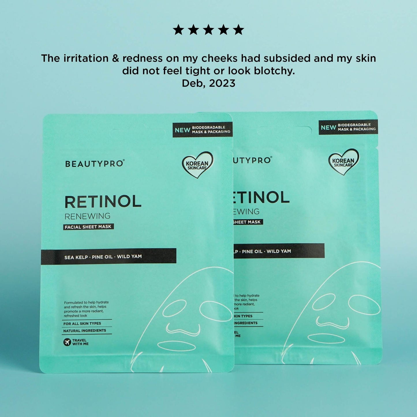 RETINOL Renewing Facial Sheet Mask  - 100% Biodegradable