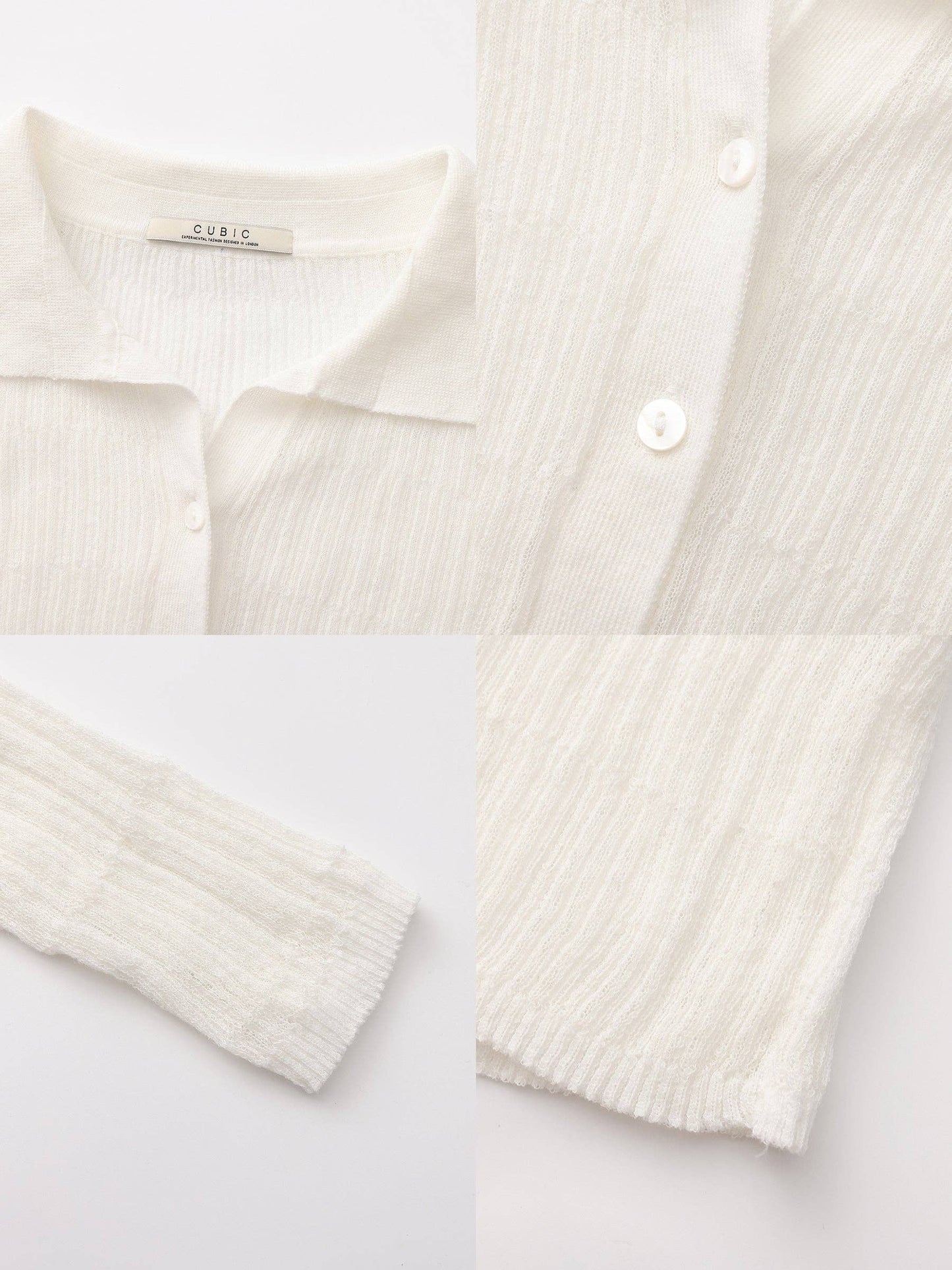Linen Collared Long-Sleeved Knit Sweater