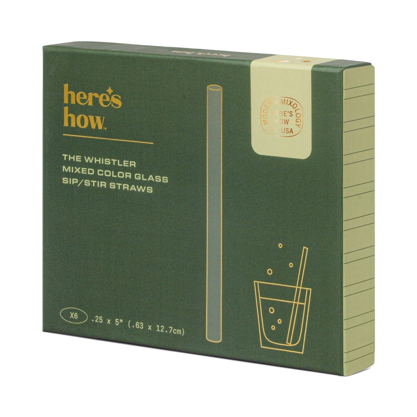 Here's How "The Whistler" Colored Glass Straws - Set of 6