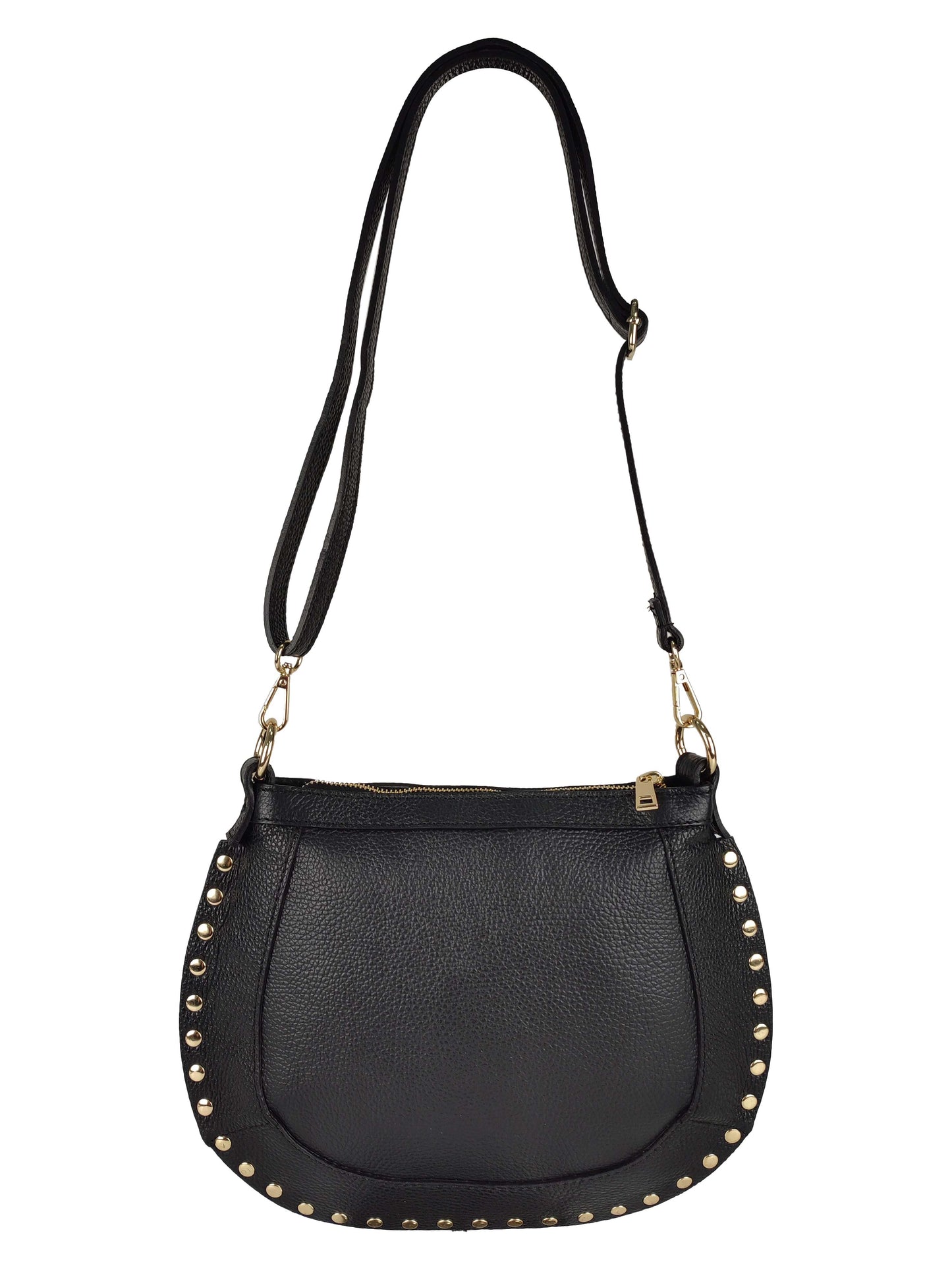 Leather shoulder bag with studs
