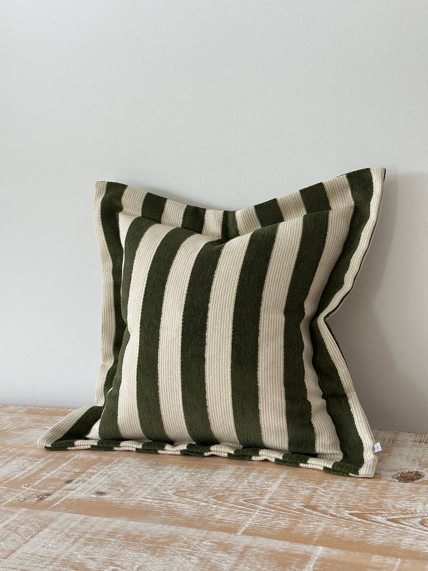 Orla Olive Green Stripe Cushion 45x45cm
