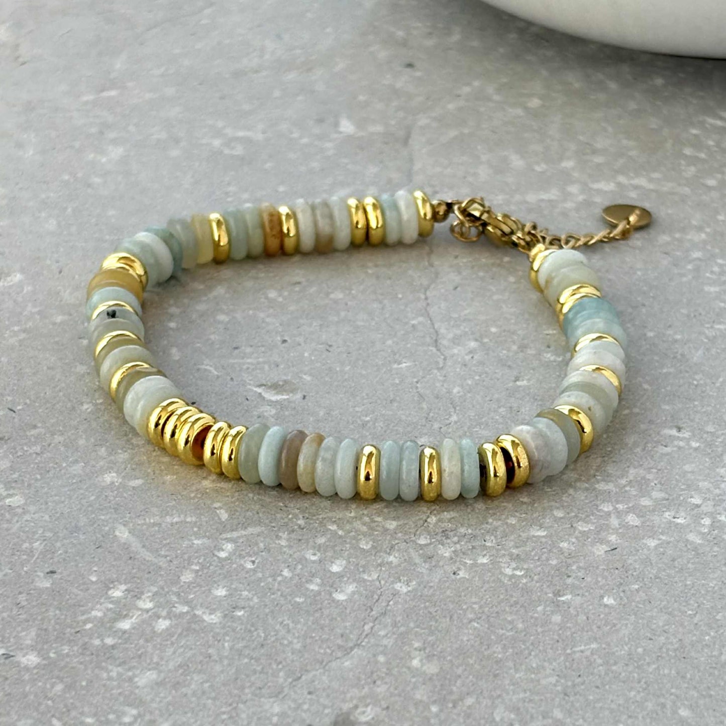 Tarnish Resistant Stone And Gold Beaded Bracelet
