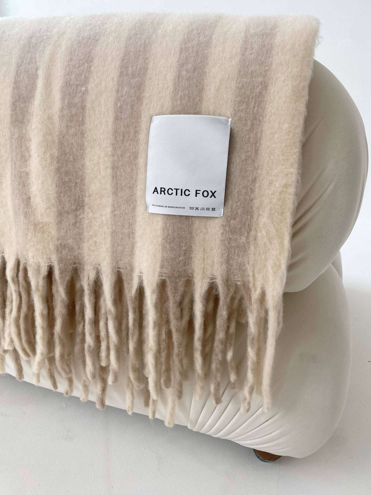 The Wool Stripe Throw - Pale Taupe Stripe - AW25