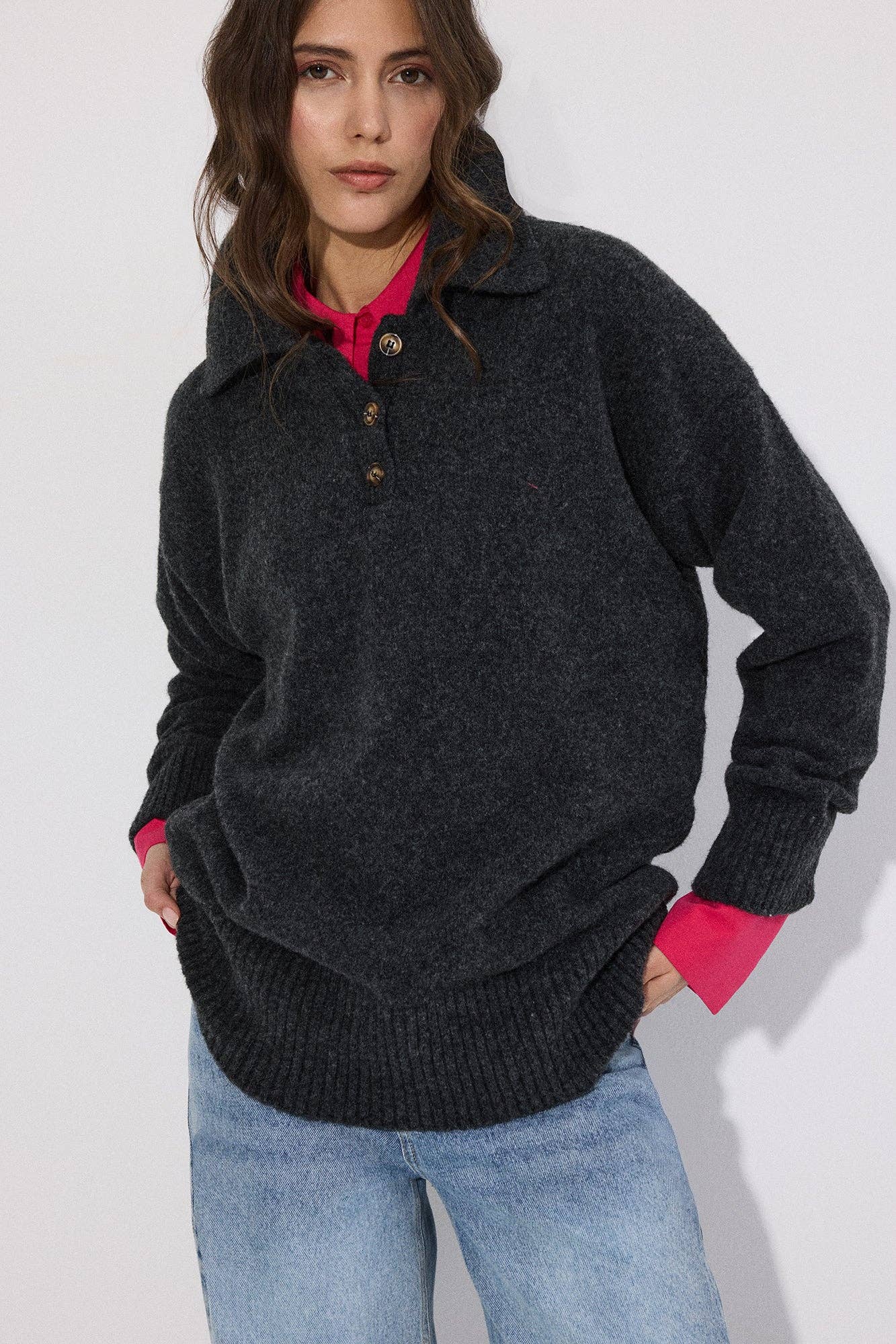 Polo Collar Knit Sweater