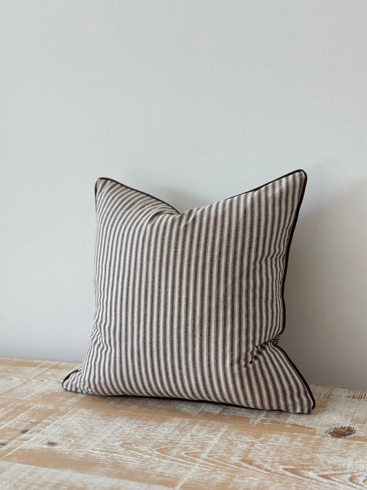 Florence Dark Brown Stripe Cushion- 45x45 cm