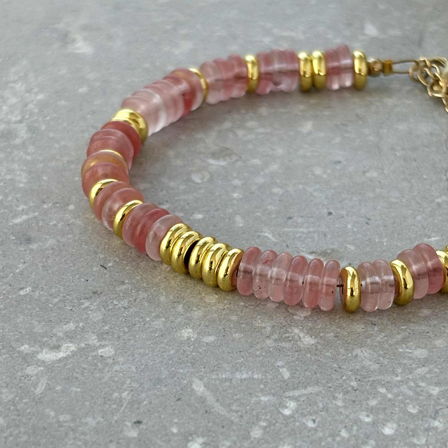 Tarnish Resistant Stone And Gold Beaded Bracelet