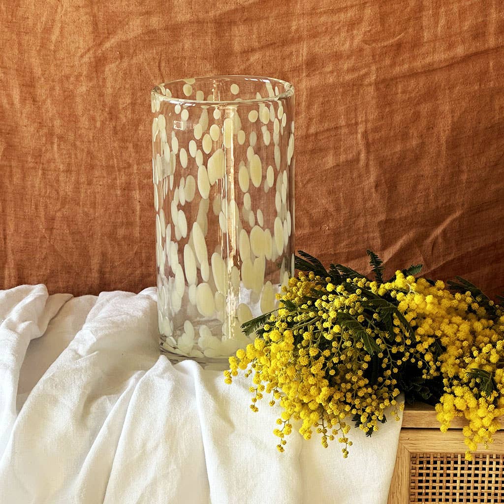 Yellow Leopard Tube Vase D12 H23cm