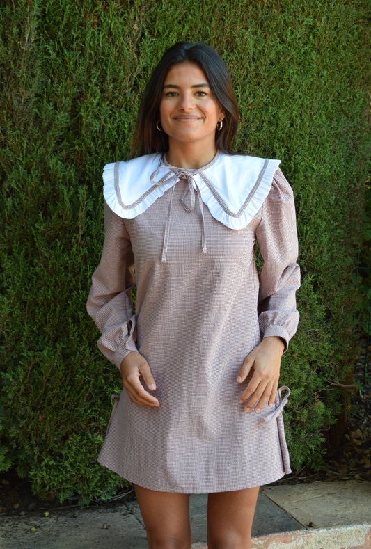 Elisa Vichy Burgundy Dress