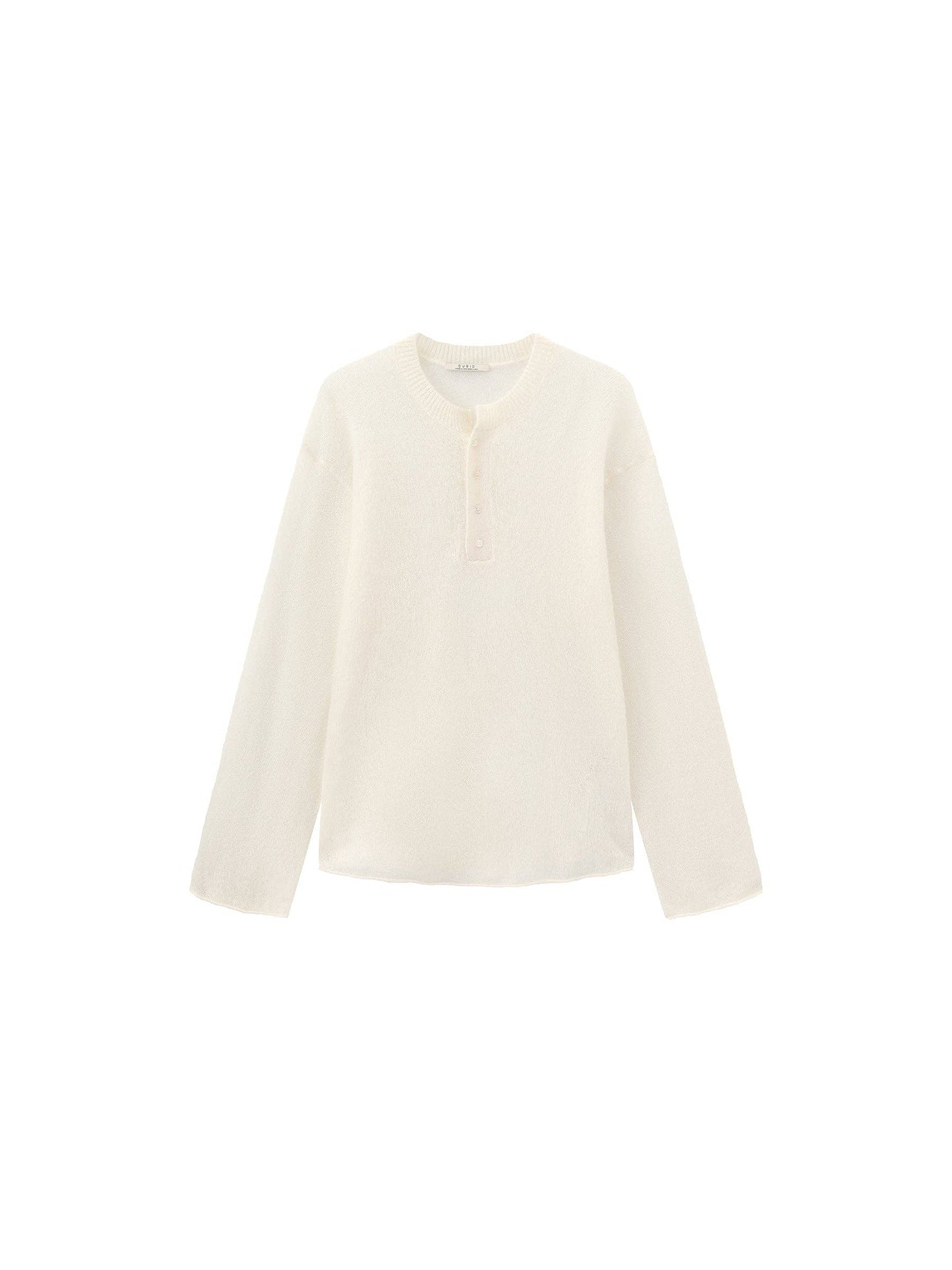 Henley Neck Loose-Fit Long-Sleeve Cover-Up
