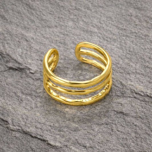 Tarnish Resistant Triple Band Open Ring