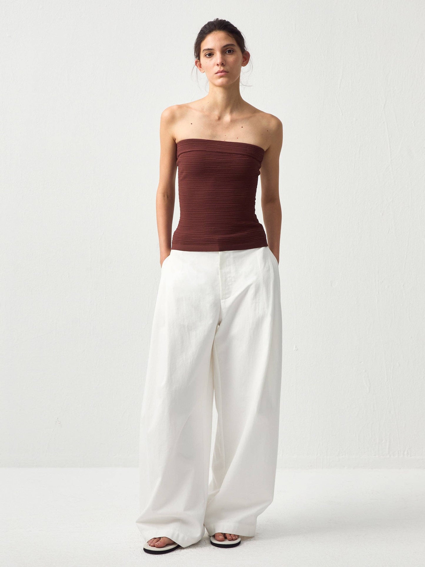 Sculpted Textured Fitted Knit Top