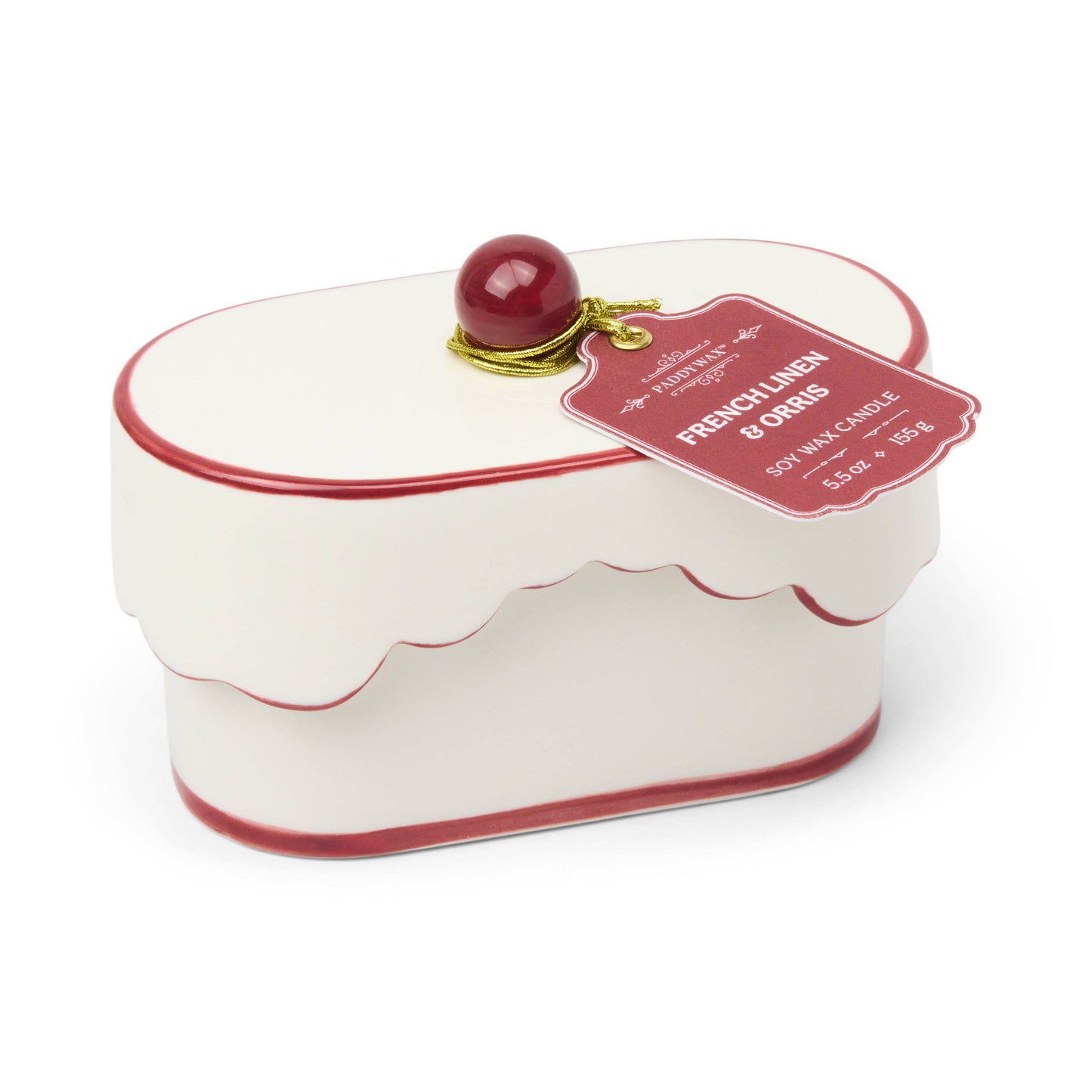 Cherie 155g Ceramic Dish Candle - Red - French Linen & Orris