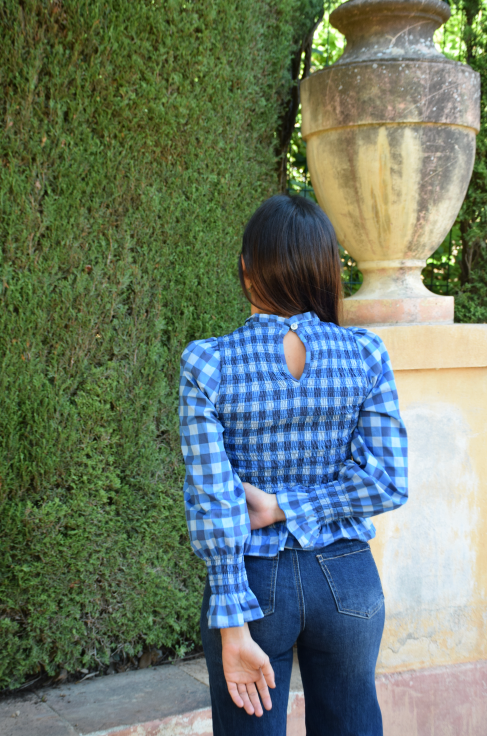 Chía Navy Blue Checkered Blouse