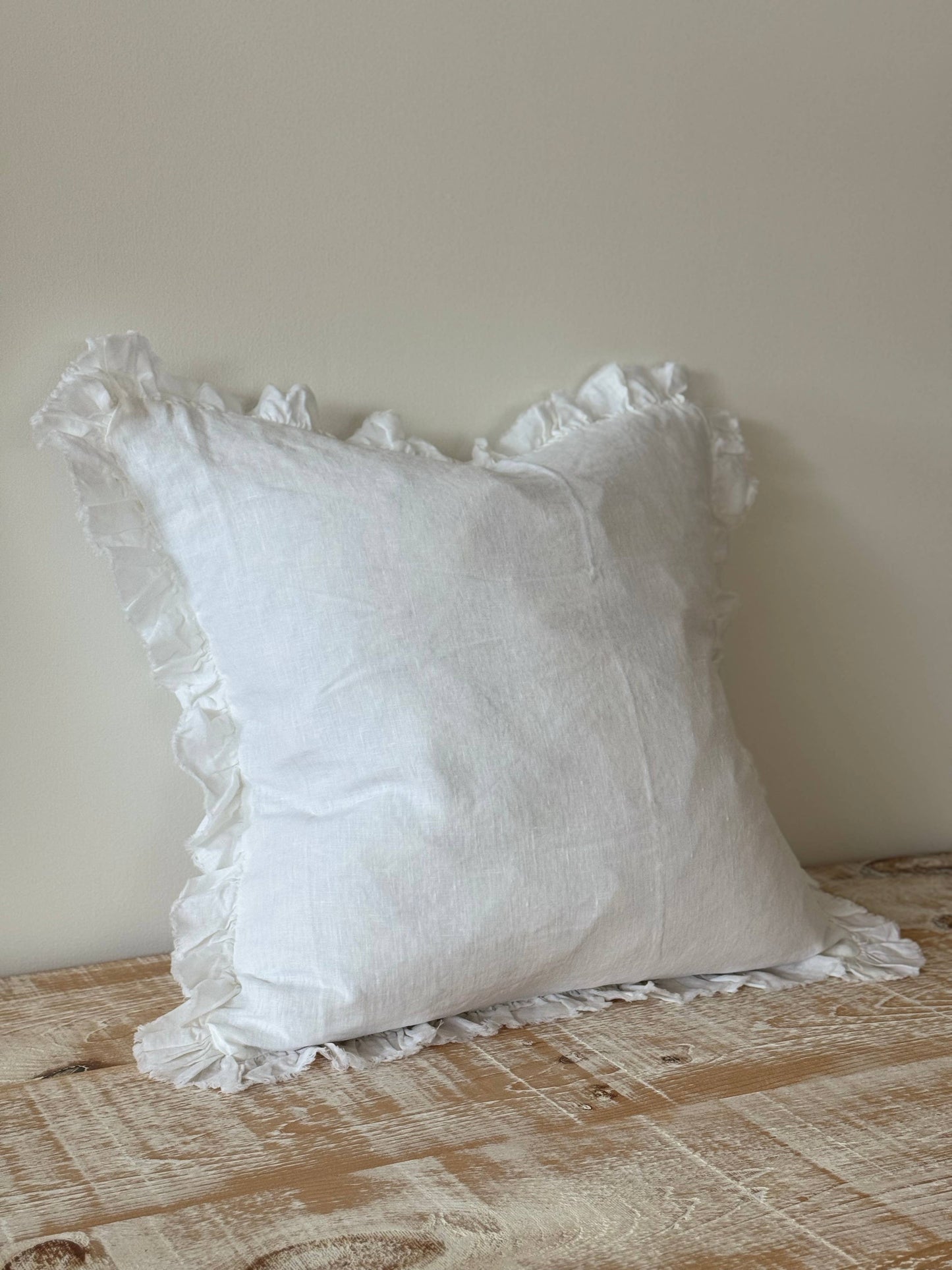 Extra Large White Ruffle Edge Cushion