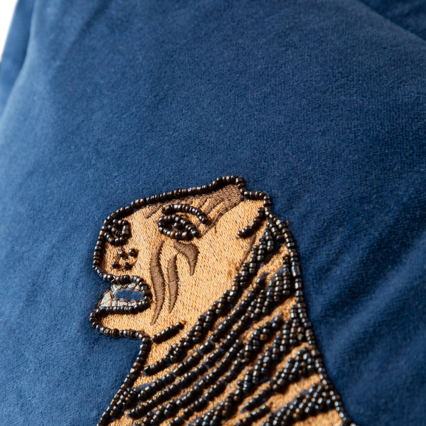 Durga Embroidered Cushion Bluebell