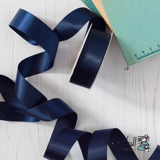 25mm Navy Satin Ribbon - 10 Metre Roll