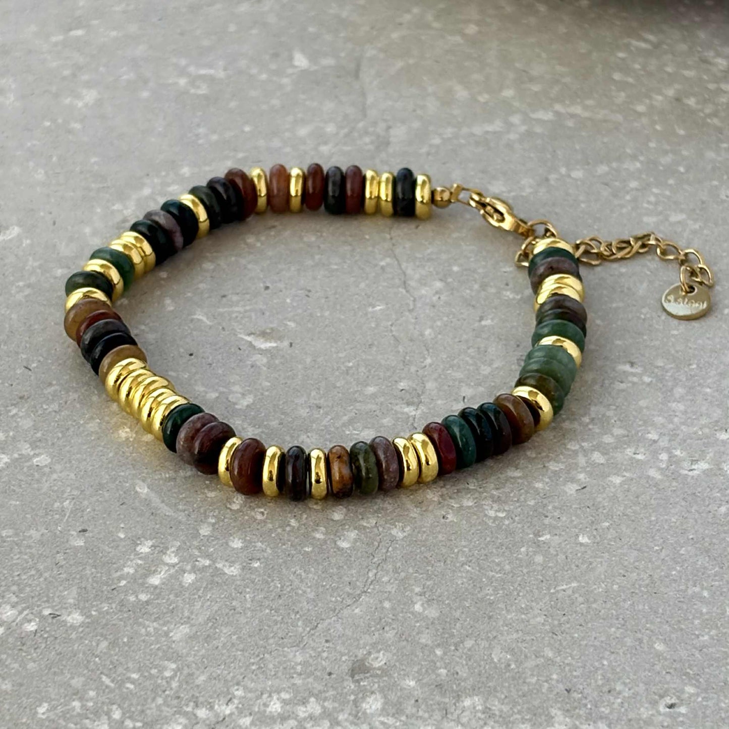 Tarnish Resistant Stone And Gold Beaded Bracelet