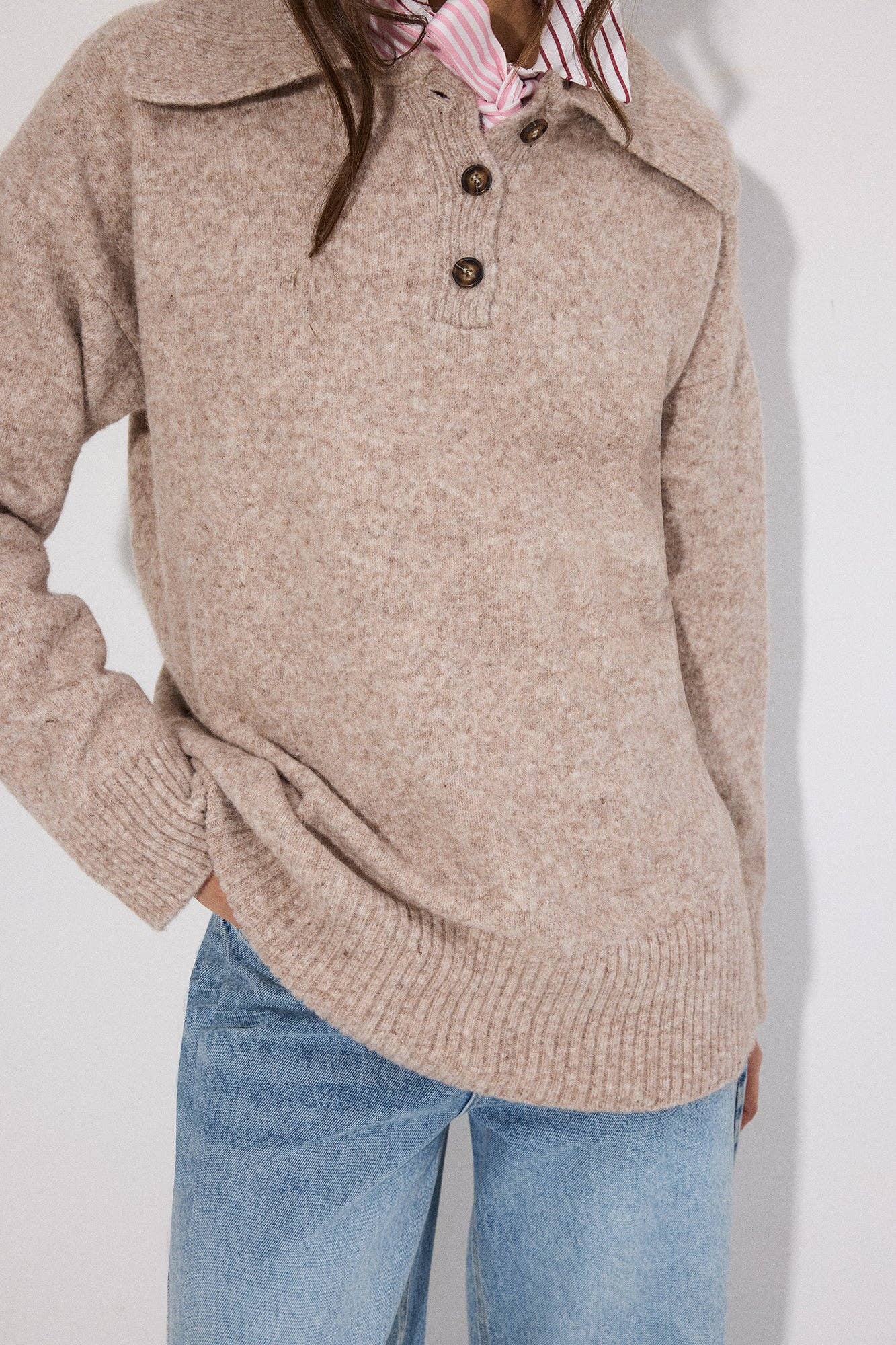 Polo Collar Knit Sweater