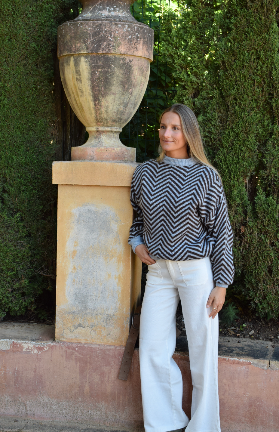 Leonor Blue and Brown Jersey