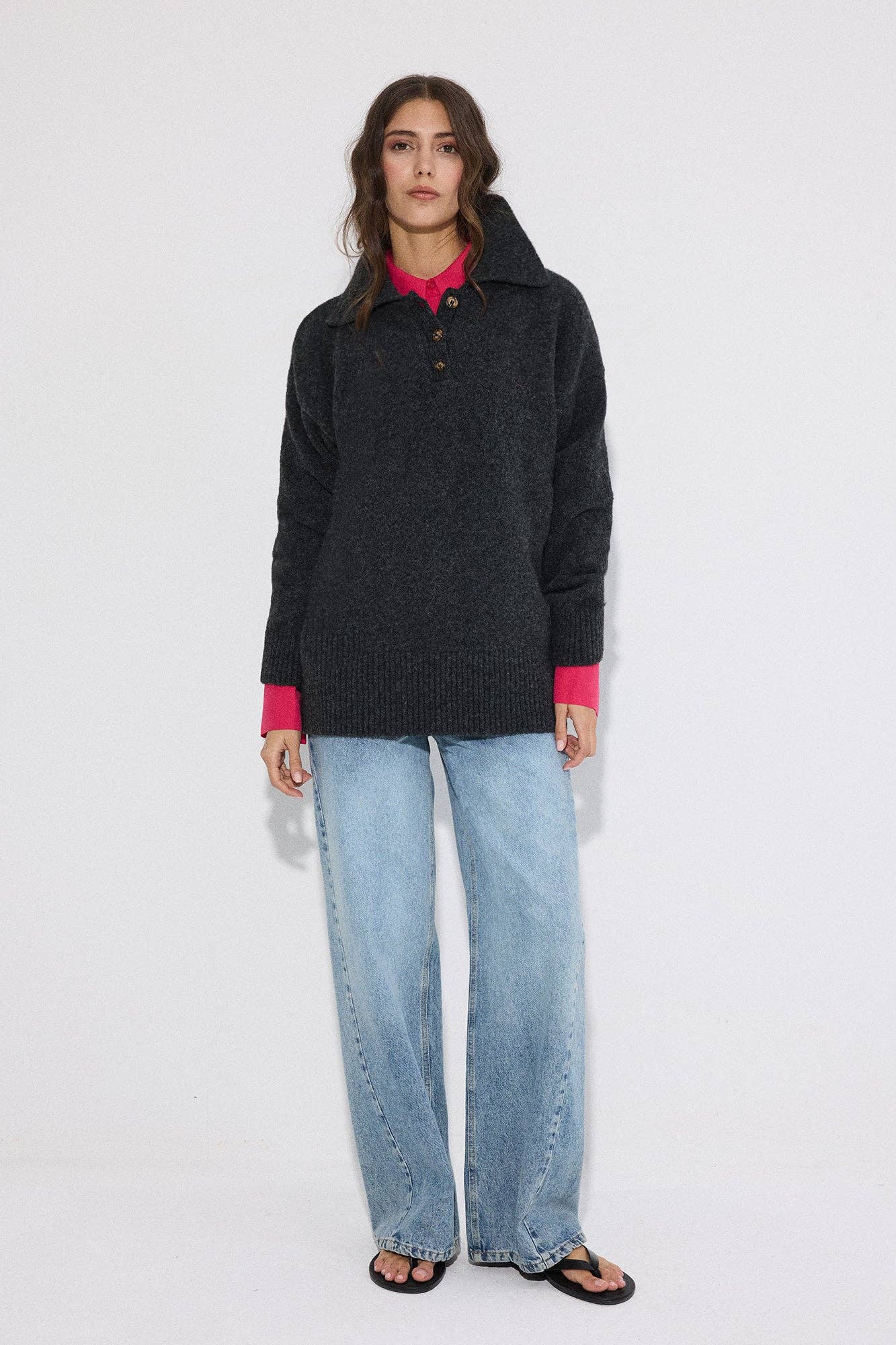 Polo Collar Knit Sweater